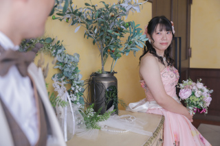 CLAIRE奈良店(チャペルクレール)_ドレス(スタジオ/階段/チャペル前/中庭テラス)