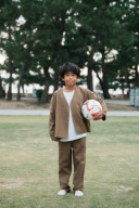 キッズ≪ノーカラージャケット・セットアップ(リネン混)≫