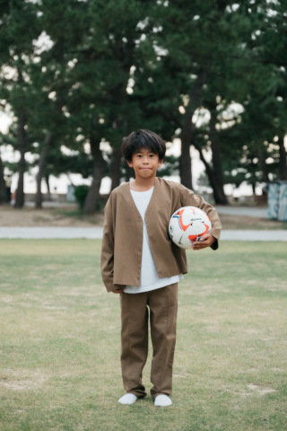 キッズ≪ノーカラージャケット・セットアップ(リネン混)≫