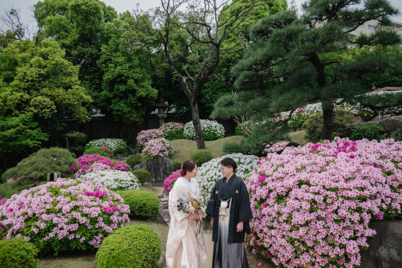 躑躅に囲まれての撮影