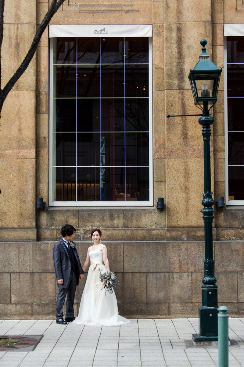 早朝の旧居留地で撮影スタート!