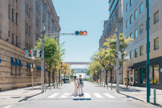 秋晴れの中スタート
