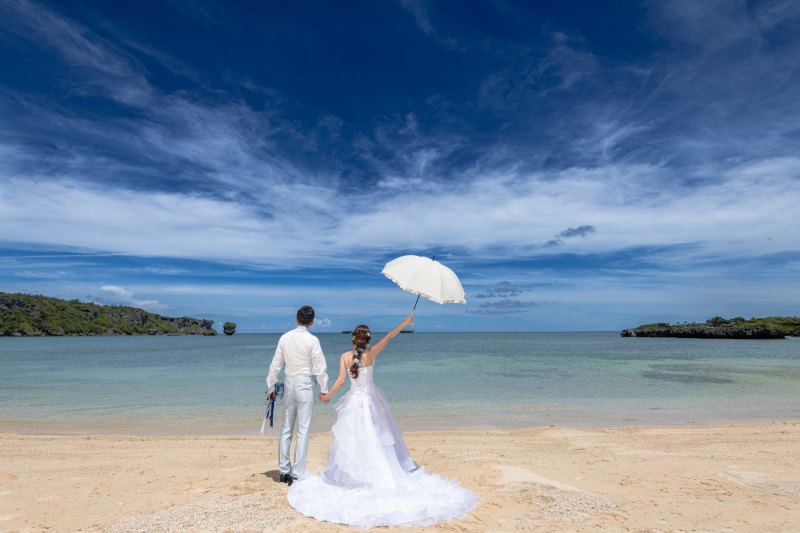 サンゴの恩納村でビーチフォト