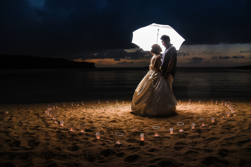 小雨が降る中で