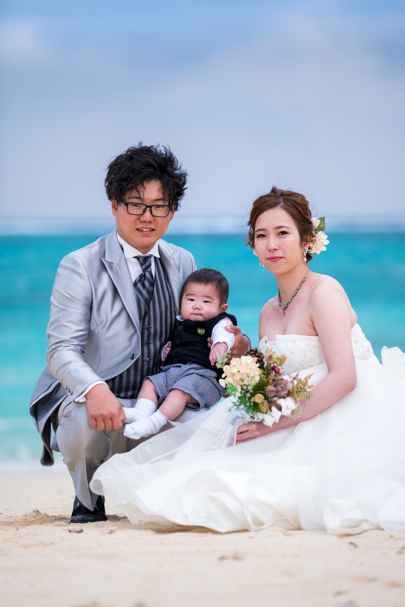 海バックの記念撮影