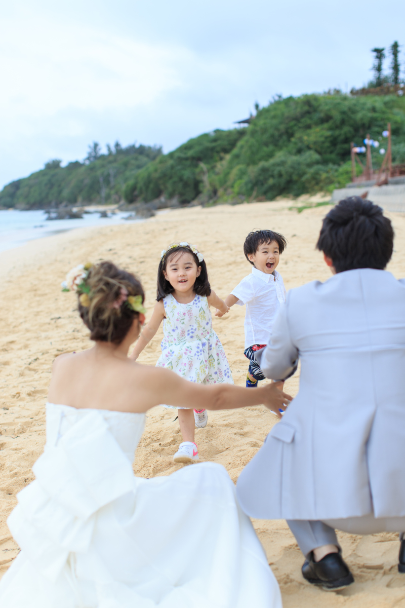 パパママに向かって