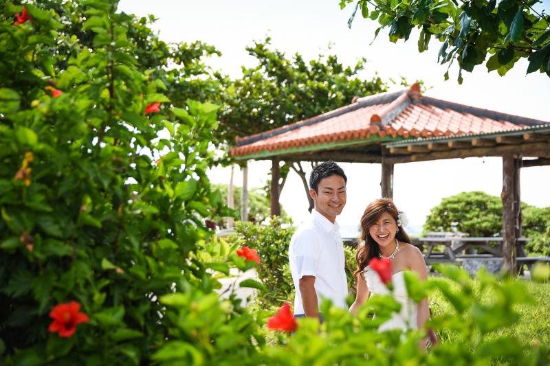 ハイビスカスと赤瓦