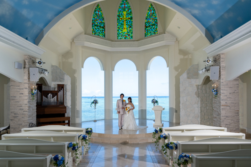 チャペルからも海が一望できるワンッ