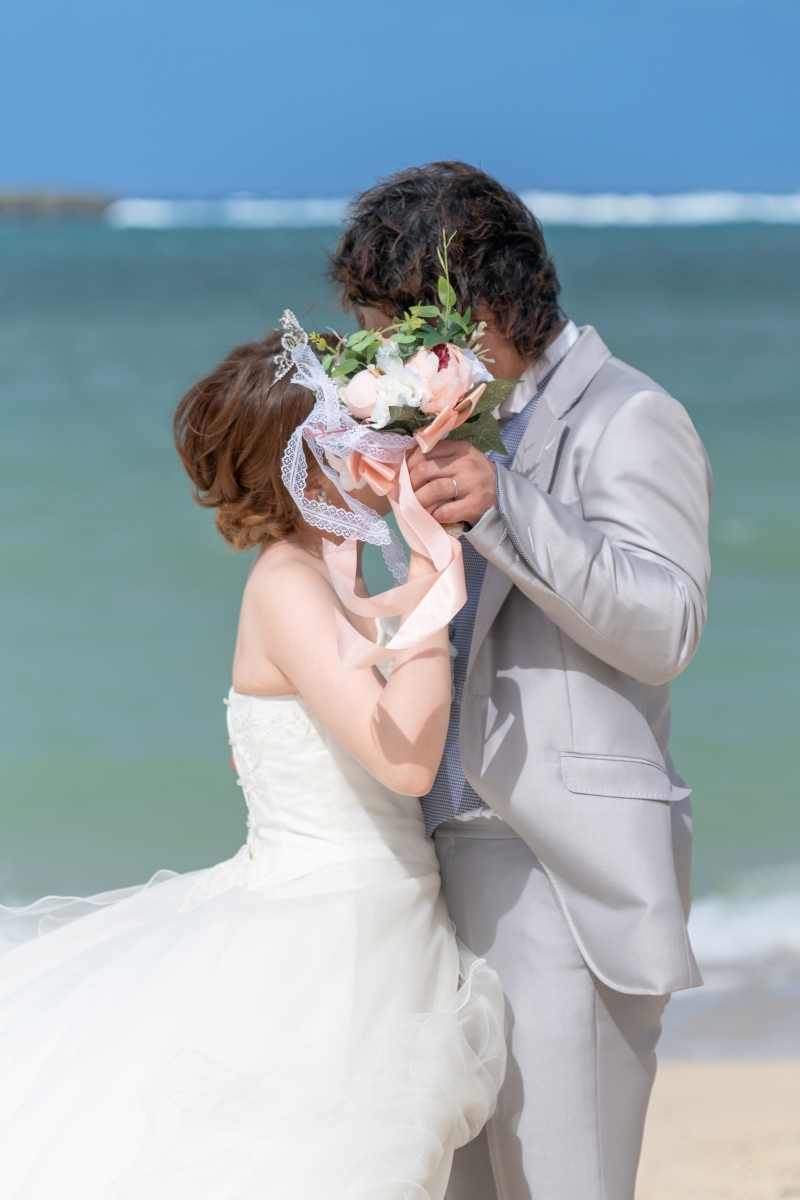 ブーケでお顔かくし