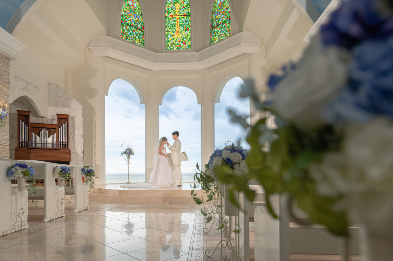 『チャペル&ビーチアルバムPKG』★アルバム付!リザンシーパークのチャペル★安心の衣装追加料金なし!青空&美肌補正2万円分付!