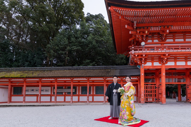 『沖縄恩納村ビーチ&京都世界遺産 下鴨神社 プレミアムフォト』★沖縄でドレス&京都で和装撮影のデータ付★安心の衣裳追加料金なし!