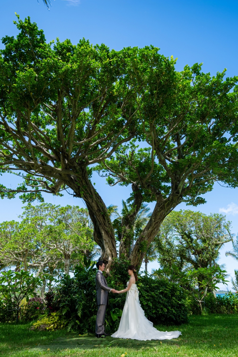 ◆安心の全衣裳追加料金なし【ムーンビーチプレミアムフォト】★ムーンビーチ、ガーデン、ホテル館内撮影★青空＆新婦美肌補正2万円分付