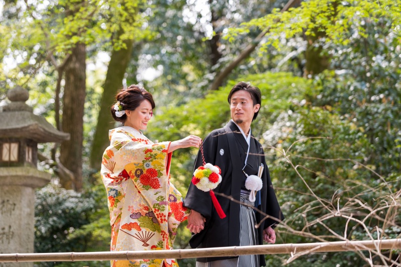 【沖縄恩納村ムーンビーチ&京都世界遺産 下鴨神社プレミアムフォト】★沖縄でドレス&京都で和装撮影◉安心の衣裳追加料金なし!
