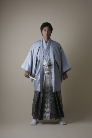 紋付袴　ライトグレー