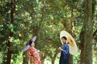 緑の中でに和装ロケーション