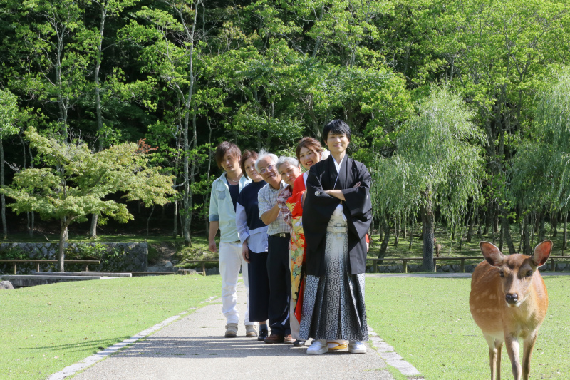 家族写真+鹿さん