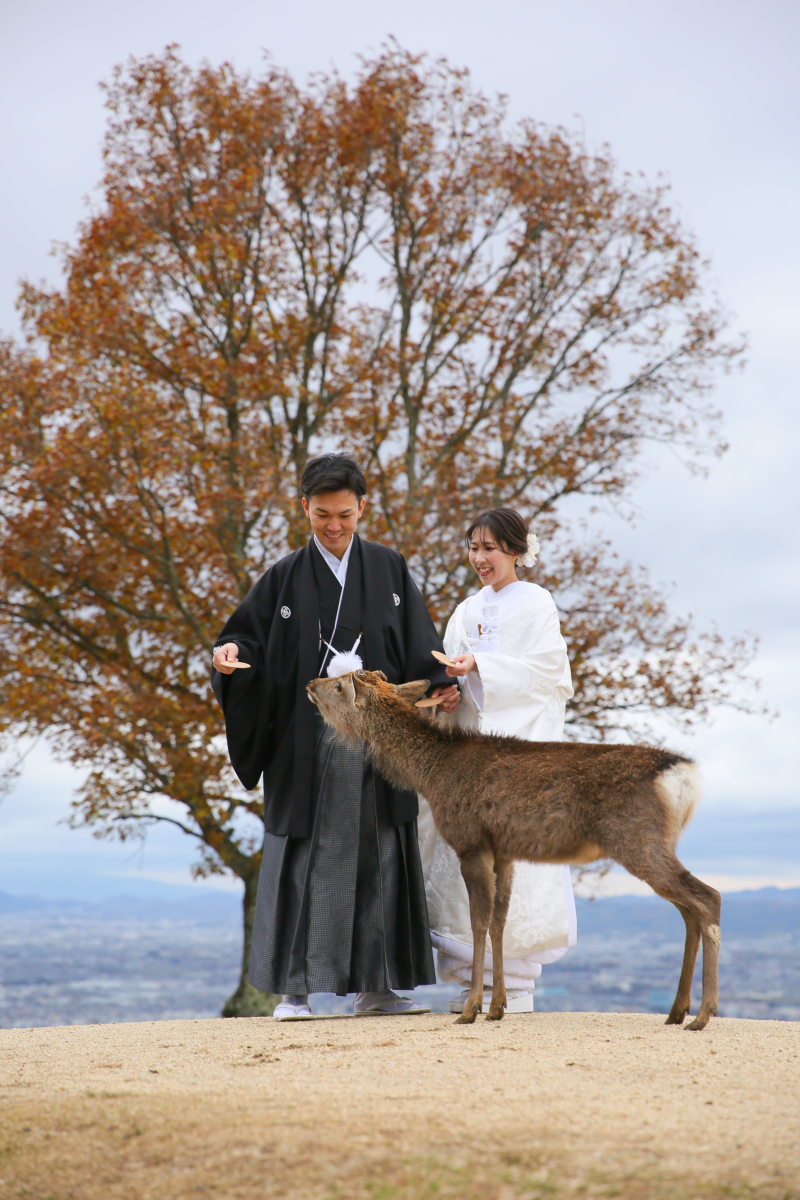 鹿との3ショット