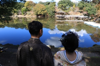 紅葉の浮御堂撮影