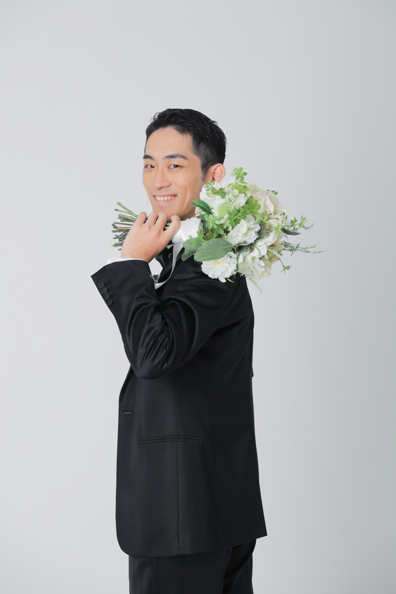 新郎様のブーケソロショット