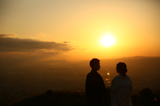 若草山の夕陽ロケーション
