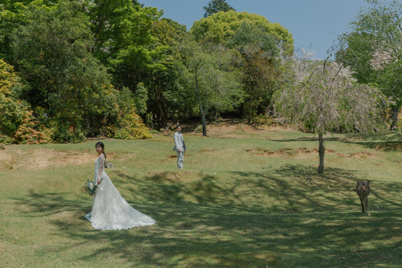 鹿との3ショット!