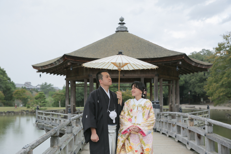 浮見堂+鹿との撮影ができる奈良公園 和装ロケーション