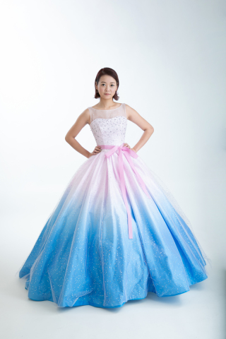 シャーベットカラーの2トーンドレス　(K288)