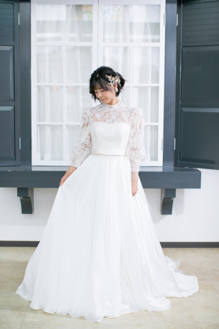 パフスリーブブラウス付ドレス　W287