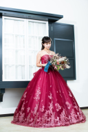 ワインレッドな大人ドレス　(K296)