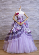 パープル花柄ドレス (K260)