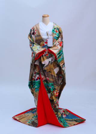 流水に鶴 ゴールド　A766