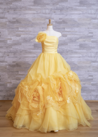 イエロースカートシルエットドレス (K271)