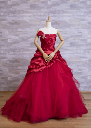 レッドサテンドレス (K217)