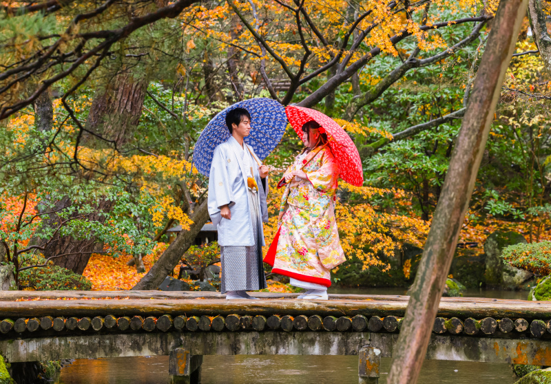 秋フォト★兼六園で紅葉ウエディング♥