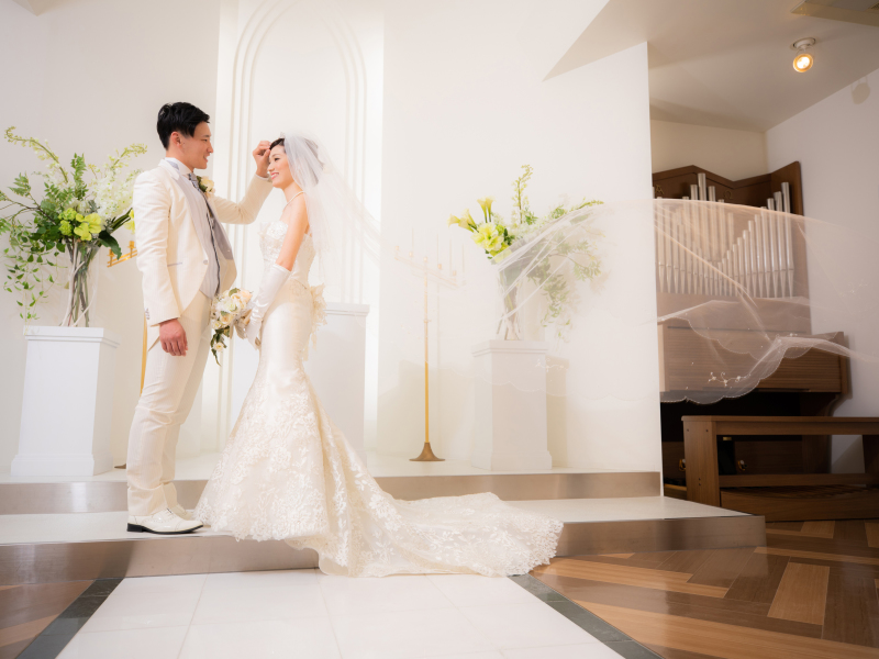 ウェディングベールをふわっと♥