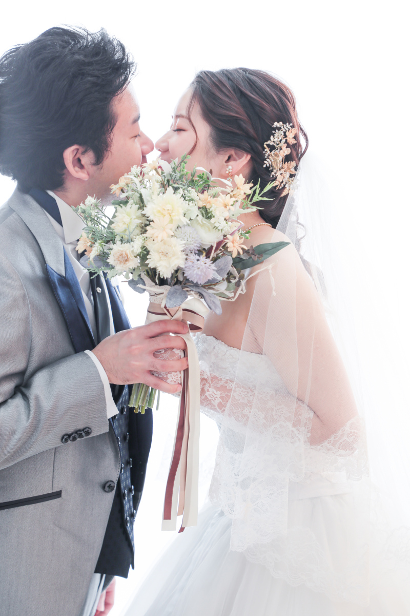 ブーケを持って