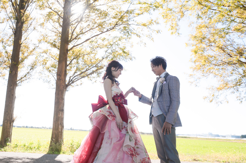 河北潟のメタセコイヤ並木にて