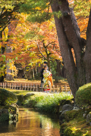 秋色に染まる兼六園で叶える和装フォト