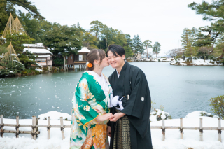 和装ロケ♥雪景色の兼六園ウェディング♪