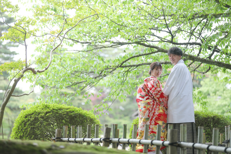 和装2着♥金沢での結婚写真といえば兼六園☀