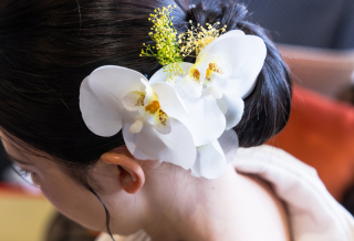 生花髪飾り持ち込み