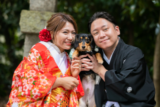 【ペットと撮影】和装×スタジオ×神社ロケーション