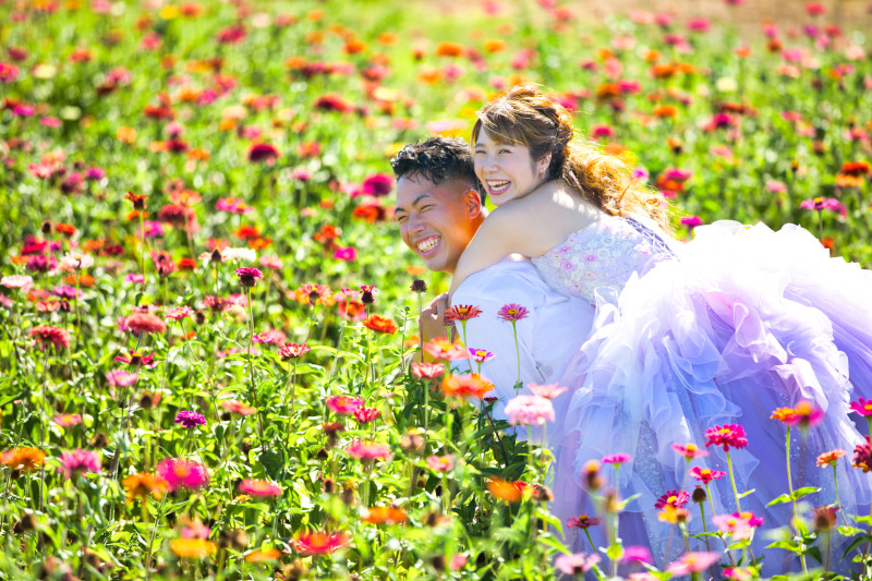 ピンクのお花に囲まれて♡
