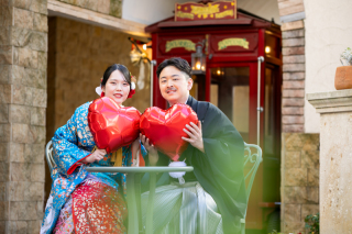 フォトウェディングLucia茅ヶ崎店_和装でモダンな中庭・披露宴会場