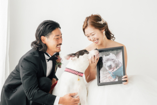 家族でスタジオ結婚写真を。