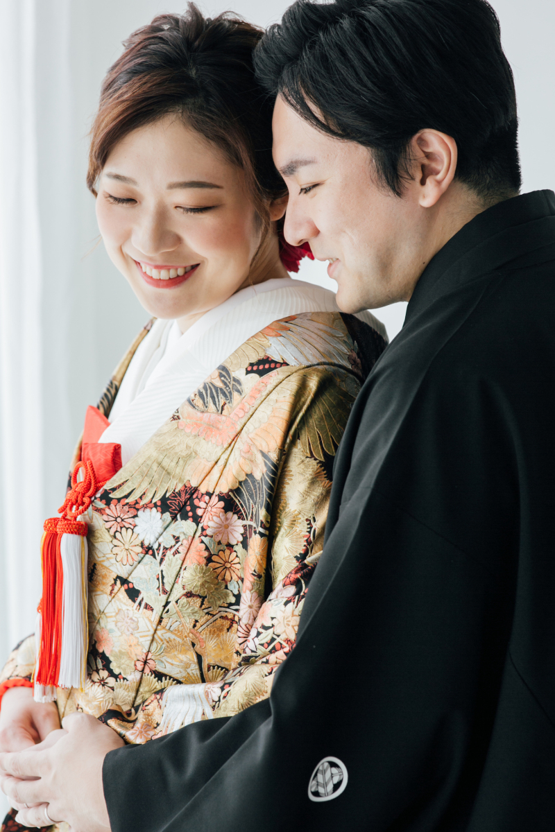 スタジオでの和装撮影。