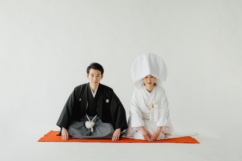 綿帽子をつけて。