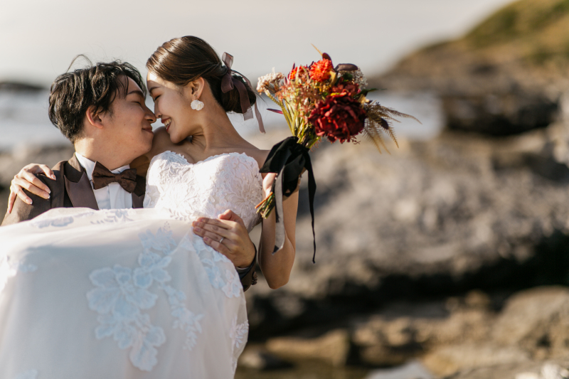 夕日に照らされて…