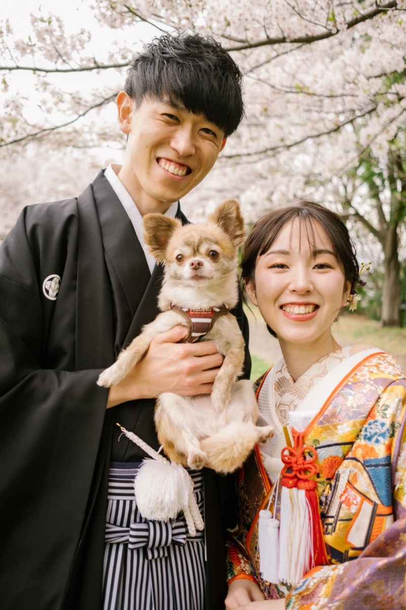 和装と桜と愛犬と【ONELIFE】
