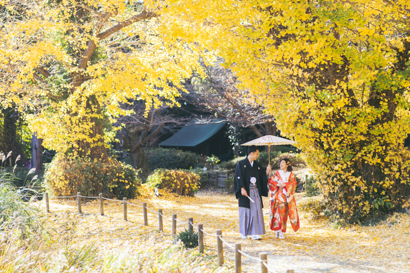 番傘をさしてお散歩ショット